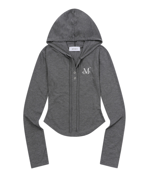 MUCENT（ムセント）の「ルエン シグネチャースリムフードパーカー (4カラー)（パーカー・レディース・ブラック/グレー/ホワイト/チャコール・FREE）」の12枚目の写真