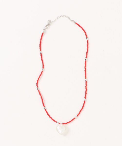 LOWRYS FARM（ローリーズファーム）の「カラービーズハートネックレス　 632419（ネックレス・レディース・ブラック/ブラウン/レッド・FREE）」の3枚目の写真