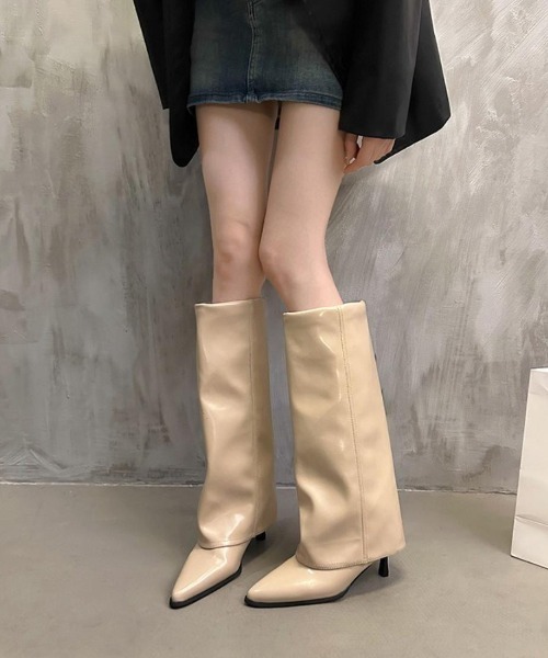 maison de LATIR(メゾンドラティール)の「重ねたようなデザインが旬なカバーロングブーツ(ブーツ・レディース・ブラック/ブラウン/ホワイト/ベージュ・22.5cm/23cm/23.5cm/24.5cm/25cm/24cm)」の6枚目の写真