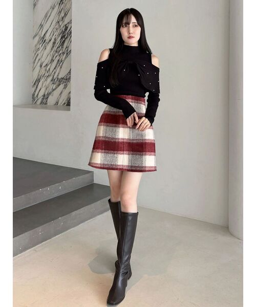 MERCURYDUO(マーキュリーデュオ)の「シャギーチェックミニスカート(スカート・レディース・ブラック/レッド・MEDIUM/SMALL)」の7枚目の写真