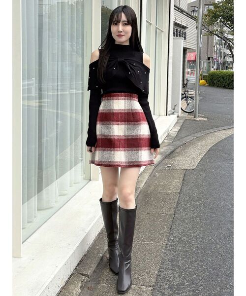 MERCURYDUO(マーキュリーデュオ)の「シャギーチェックミニスカート(スカート・レディース・ブラック/レッド・MEDIUM/SMALL)」の10枚目の写真