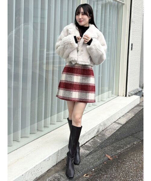 MERCURYDUO(マーキュリーデュオ)の「シャギーチェックミニスカート(スカート・レディース・ブラック/レッド・MEDIUM/SMALL)」の12枚目の写真