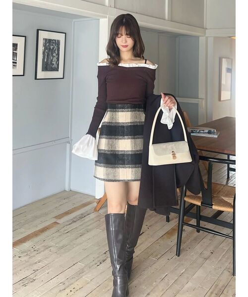 MERCURYDUO(マーキュリーデュオ)の「シャギーチェックミニスカート(スカート・レディース・ブラック/レッド・MEDIUM/SMALL)」の13枚目の写真