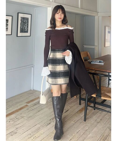 MERCURYDUO(マーキュリーデュオ)の「シャギーチェックミニスカート(スカート・レディース・ブラック/レッド・MEDIUM/SMALL)」の14枚目の写真