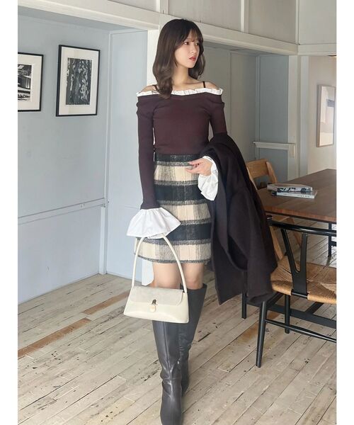 MERCURYDUO(マーキュリーデュオ)の「シャギーチェックミニスカート(スカート・レディース・ブラック/レッド・MEDIUM/SMALL)」の15枚目の写真