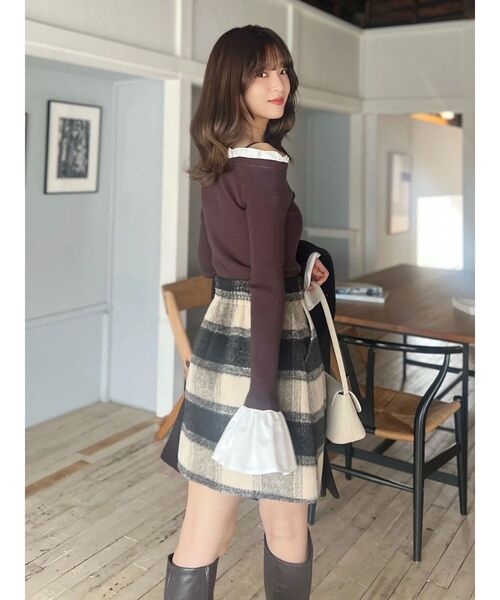 MERCURYDUO(マーキュリーデュオ)の「シャギーチェックミニスカート(スカート・レディース・ブラック/レッド・MEDIUM/SMALL)」の18枚目の写真