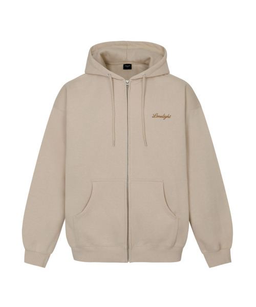 LIMELIGHT APPAREL(ライムライトアパレル)の「アパレルスクリプトロゴジップアップフードパーカーオーバーサイズ(サンド/ブラウン)(パーカー・メンズ・その他・LARGE)」の1枚目の写真