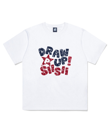 ドローアッププリンティング半袖Tシャツホワイト