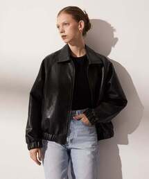LADY VOLUME（レディーボリューム）の「554 VEGAN LEATHER ELASTIC WAIST JACKET_BLACK（ライダースジャケット・レディース）」