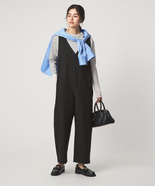 green label relaxing（グリーンレーベルリラクシング）の「オルマイ LI/MIX オールインワン マシンウォッシャブル ストレッチ 吸水速乾 接触冷感（つなぎ/オールインワン・レディース・ブラック/ライトグレー/ベージュ・36/38）」の4枚目の写真