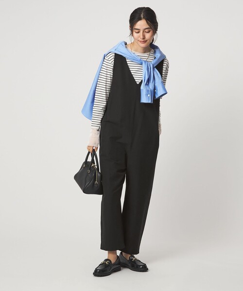 green label relaxing（グリーンレーベルリラクシング）の「オルマイ LI/MIX オールインワン マシンウォッシャブル ストレッチ 吸水速乾 接触冷感（つなぎ/オールインワン・レディース・ブラック/ライトグレー/ベージュ・36/38）」の5枚目の写真