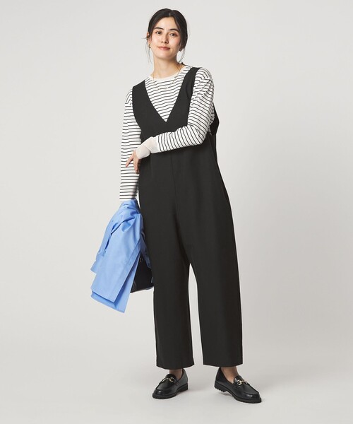 green label relaxing（グリーンレーベルリラクシング）の「オルマイ LI/MIX オールインワン マシンウォッシャブル ストレッチ 吸水速乾 接触冷感（つなぎ/オールインワン・レディース・ブラック/ライトグレー/ベージュ・36/38）」の7枚目の写真