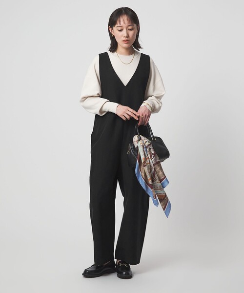 green label relaxing（グリーンレーベルリラクシング）の「オルマイ LI/MIX オールインワン マシンウォッシャブル ストレッチ 吸水速乾 接触冷感（つなぎ/オールインワン・レディース・ブラック/ライトグレー/ベージュ・36/38）」の8枚目の写真