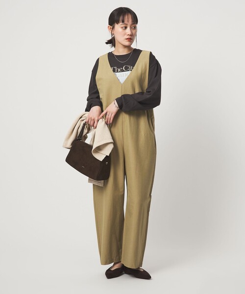 green label relaxing（グリーンレーベルリラクシング）の「オルマイ LI/MIX オールインワン マシンウォッシャブル ストレッチ 吸水速乾 接触冷感（つなぎ/オールインワン・レディース・ブラック/ライトグレー/ベージュ・36/38）」の14枚目の写真