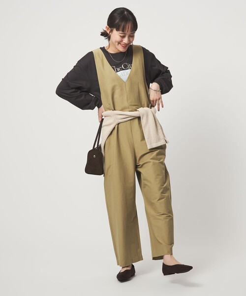 green label relaxing（グリーンレーベルリラクシング）の「オルマイ LI/MIX オールインワン マシンウォッシャブル ストレッチ 吸水速乾 接触冷感（つなぎ/オールインワン・レディース・ブラック/ライトグレー/ベージュ・36/38）」の17枚目の写真