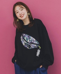 ScoLar Parity | 353131：フェイクボディバッグ×ネコ刺繍付き裏毛プルオーバー(Tシャツ/カットソー)