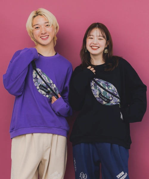 ScoLar Parity(スカラーパリティ)の「353131:フェイクボディバッグ×ネコ刺繍付き裏毛プルオーバー(Tシャツ/カットソー・レディース・アイボリー/ブラック/パープル・M)」の4枚目の写真