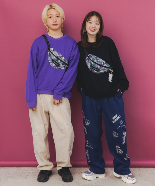 ScoLar Parity(スカラーパリティ)の「353131:フェイクボディバッグ×ネコ刺繍付き裏毛プルオーバー(Tシャツ/カットソー・レディース・アイボリー/ブラック/パープル・M)」の6枚目の写真