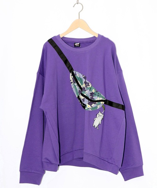 ScoLar Parity(スカラーパリティ)の「353131:フェイクボディバッグ×ネコ刺繍付き裏毛プルオーバー(Tシャツ/カットソー・レディース・アイボリー/ブラック/パープル・M)」の18枚目の写真