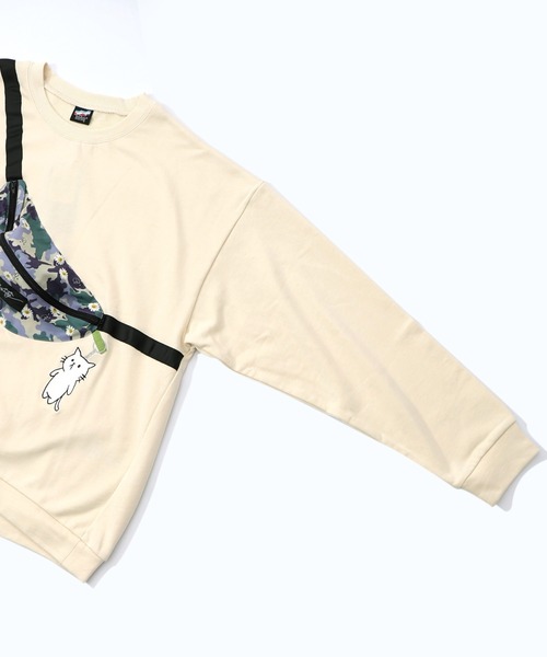 ScoLar Parity(スカラーパリティ)の「353131:フェイクボディバッグ×ネコ刺繍付き裏毛プルオーバー(Tシャツ/カットソー・レディース・アイボリー/ブラック/パープル・M)」の22枚目の写真