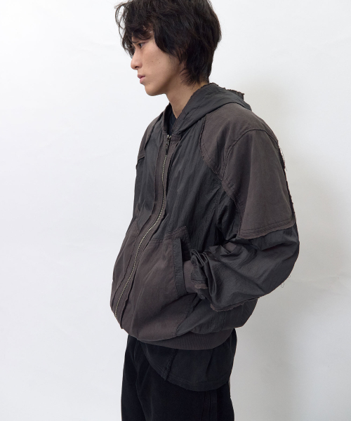 BLR(ビーエルアール)の「Raw-edged Sheer Hoodie Jacket Black(ナイロンジャケット・メンズ・その他・LARGE)」の1枚目の写真