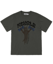 ダンベルキャットオーバーサイズTシャツ(ダークグレー)