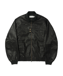 SECONDMONO（セカンドモノローグ）の「Washed Faux Leather Blouson [BLACK]_SEJK024BLACK（ライダースジャケット）」