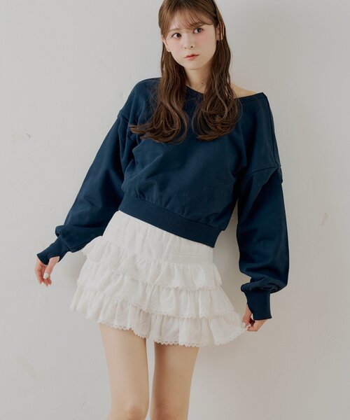 Chico（チコ）の「ティアードフリルミニスカート（スカート・レディース・ホワイト/ブラック/ブルー系その他2・FREE）」の4枚目の写真