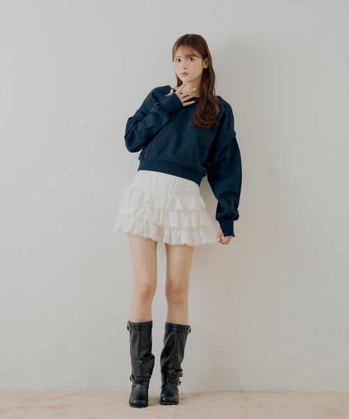 Chico（チコ）の「ティアードフリルミニスカート（スカート・レディース・ホワイト/ブラック/ブルー系その他2・FREE）」の5枚目の写真