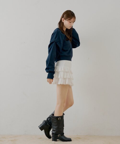 Chico（チコ）の「ティアードフリルミニスカート（スカート・レディース・ホワイト/ブラック/ブルー系その他2・FREE）」の6枚目の写真