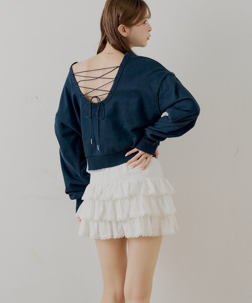 Chico（チコ）の「ティアードフリルミニスカート（スカート・レディース・ホワイト/ブラック/ブルー系その他2・FREE）」の7枚目の写真