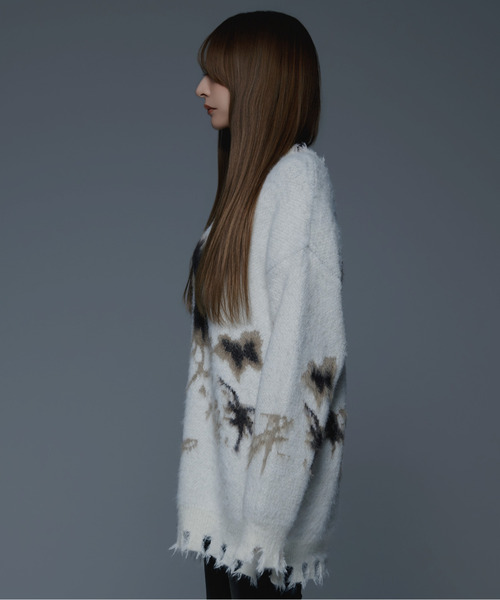 .KOM(ドットコム)の「『.KOM/ドットケーオーエム』デザインニット【GC】(ニット/セーター・レディース・ホワイト/ブラック・FREE)」の8枚目の写真