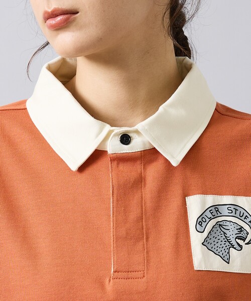 POLeR(ポーラー)の「【POLER/ポーラー】COLWOOD RUGBY/ラガーシャツ/ユニセックス【WEB限定】(ポロシャツ・メンズ・オレンジ/ブラック・M/L/XL)」の7枚目の写真