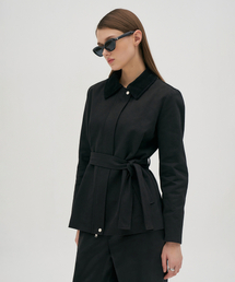 LAPRESMIDI（ラプレミディ）の「Belted Cotton Field Jacket Black（テーラードジャケット）」
