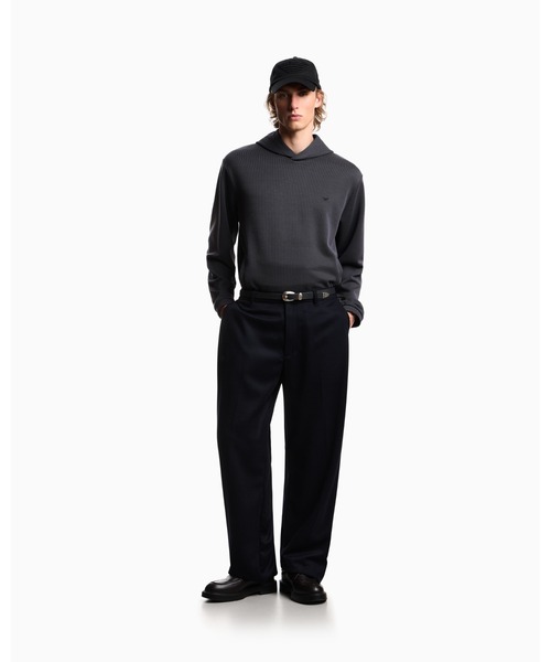 EMPORIO ARMANI（エンポリオアルマーニ）の「【エンポリオ アルマーニ】フード付きスウェットシャツ プレーティング風グログラン（スウェット・メンズ・チャコールグレー・X-LARGE/SMALL/MEDIUM/LARGE）」の4枚目の写真