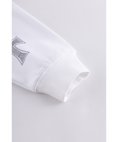 UNKNOWN LONDON（アンノウン・ロンドン）の「ジップフーディ｜White Cross Rhinestone Zip Hoodie｜Unknown London（ベスト・メンズ・ホワイト・SMALL/LARGE）」の5枚目の写真
