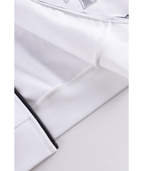UNKNOWN LONDON（アンノウン・ロンドン）の「ジップフーディ｜White Cross Rhinestone Zip Hoodie｜Unknown London（ベスト・メンズ・ホワイト・SMALL/LARGE）」の6枚目の写真