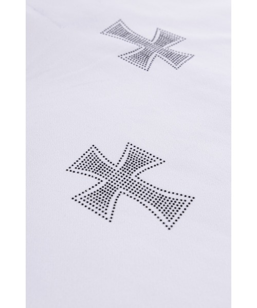 UNKNOWN LONDON（アンノウン・ロンドン）の「ジップフーディ｜White Cross Rhinestone Zip Hoodie｜Unknown London（ベスト・メンズ・ホワイト・SMALL/LARGE）」の7枚目の写真