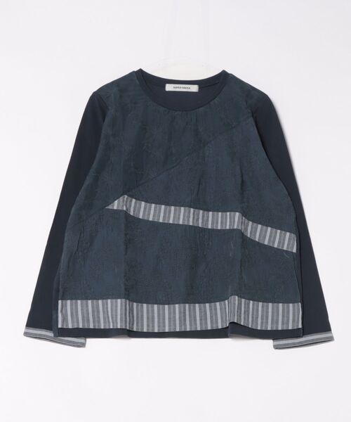 レース＋ストライプミックスカットソー（Tシャツ/カットソー）｜SUPER