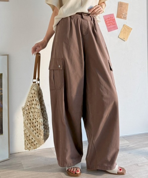 Java(ジャバ)の「《JaVaジャバコラボ》程よい抜け感でベーシックに着回せる♪ 綿100%の快適素材◎タックワイドカーゴパンツ(カーゴパンツ・レディース・ベージュ/チャコール/ブラウン・LARGE/MEDIUM/SMALL/X-LARGE)」の20枚目の写真