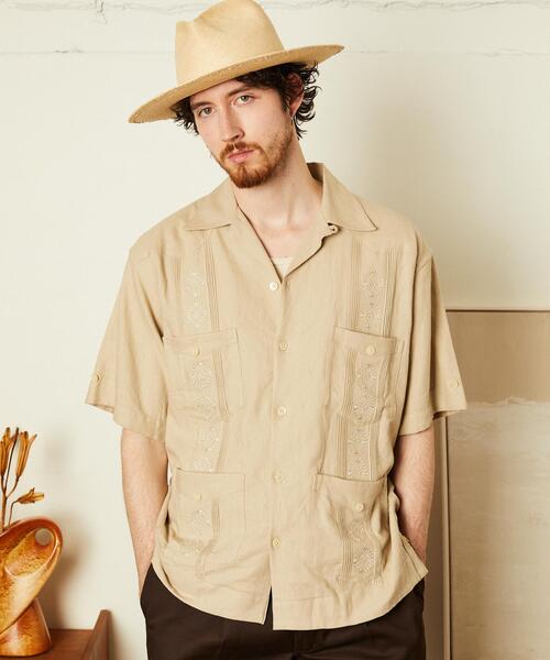 schott(ショット)の「Schott/ショット/LINEN GUAYABERA SHIRT/リネン グァジャベーラシャツ(シャツ/ブラウス・メンズ・ブラック/カーキ/ベージュ・M/L/XL/2XL)」の1枚目の写真