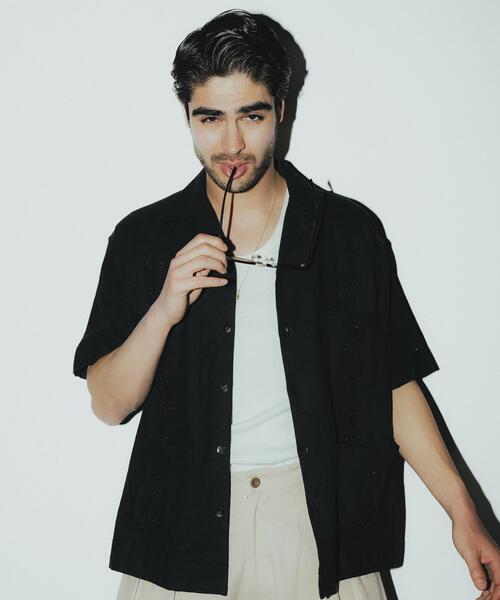 schott(ショット)の「Schott/ショット/LINEN GUAYABERA SHIRT/リネン グァジャベーラシャツ(シャツ/ブラウス・メンズ・ブラック/カーキ/ベージュ・M/L/XL/2XL)」の2枚目の写真