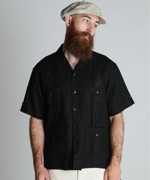 schott(ショット)の「Schott/ショット/LINEN GUAYABERA SHIRT/リネン グァジャベーラシャツ(シャツ/ブラウス・メンズ・ブラック/カーキ/ベージュ・M/L/XL/2XL)」の5枚目の写真