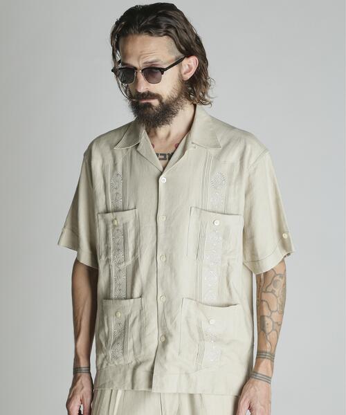 schott(ショット)の「Schott/ショット/LINEN GUAYABERA SHIRT/リネン グァジャベーラシャツ(シャツ/ブラウス・メンズ・ブラック/カーキ/ベージュ・M/L/XL/2XL)」の15枚目の写真