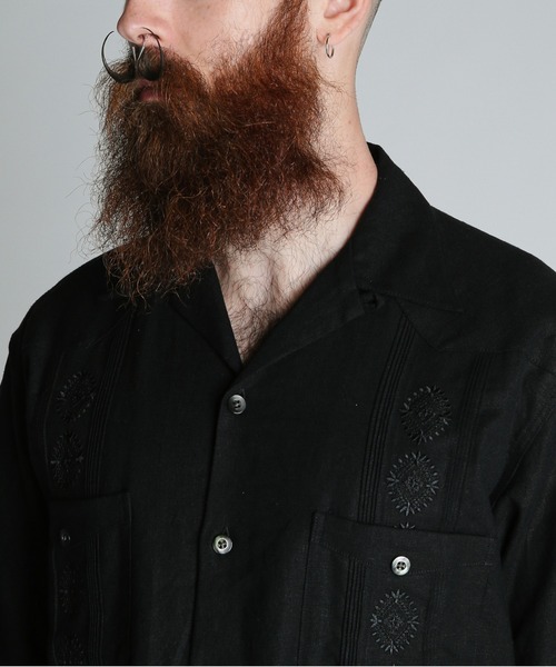 schott（ショット）の「Schott/ショット/LINEN GUAYABERA SHIRT/リネン グアテマラシャツ（シャツ/ブラウス・メンズ・ブラック/カーキ/ベージュ・M/L/XL/2XL）」の8枚目の写真