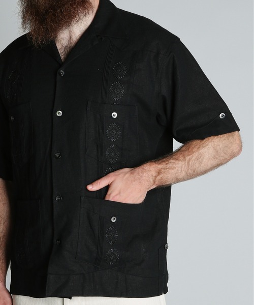 schott（ショット）の「Schott/ショット/LINEN GUAYABERA SHIRT/リネン グアテマラシャツ（シャツ/ブラウス・メンズ・ブラック/カーキ/ベージュ・M/L/XL/2XL）」の9枚目の写真