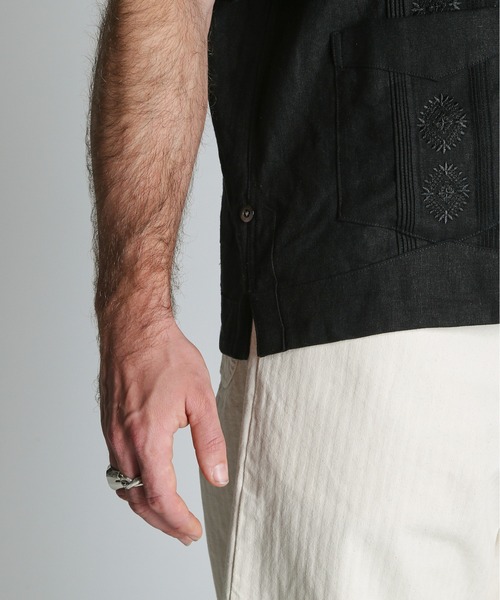 schott（ショット）の「Schott/ショット/LINEN GUAYABERA SHIRT/リネン グアテマラシャツ（シャツ/ブラウス・メンズ・ブラック/カーキ/ベージュ・M/L/XL/2XL）」の10枚目の写真