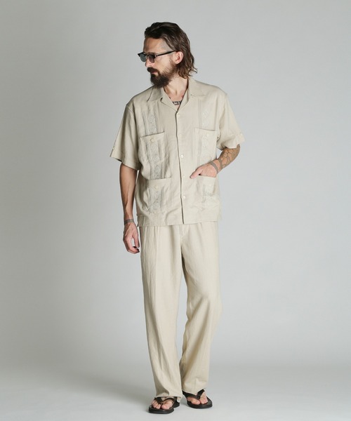 schott（ショット）の「Schott/ショット/LINEN GUAYABERA SHIRT/リネン グアテマラシャツ（シャツ/ブラウス・メンズ・ブラック/カーキ/ベージュ・M/L/XL/2XL）」の12枚目の写真