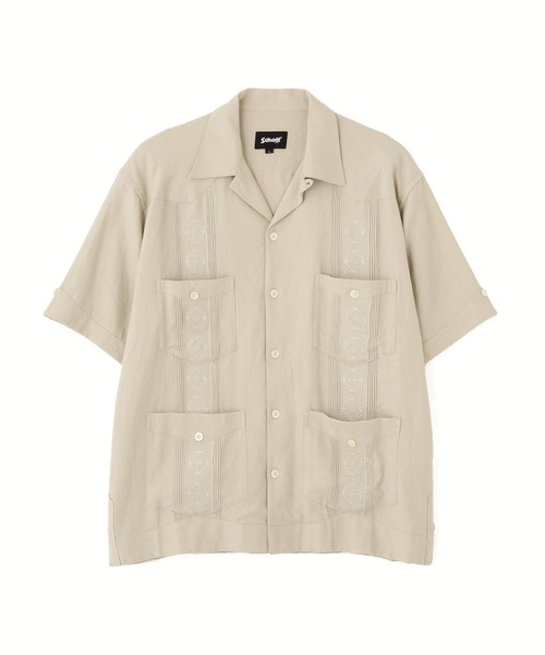 schott（ショット）の「Schott/ショット/LINEN GUAYABERA SHIRT/リネン グアテマラシャツ（シャツ/ブラウス・メンズ・ブラック/カーキ/ベージュ・M/L/XL/2XL）」の16枚目の写真