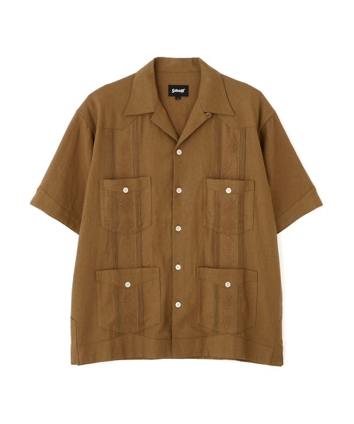 schott（ショット）の「Schott/ショット/LINEN GUAYABERA SHIRT/リネン グアテマラシャツ（シャツ/ブラウス・メンズ・ブラック/カーキ/ベージュ・M/L/XL/2XL）」の18枚目の写真